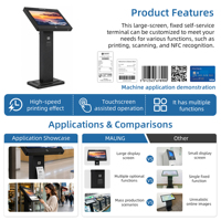 Kiosco digital interactivo de pie MASUNG OEM con pantalla táctil horizontal de 32 pulgadas, kiosco de autoservicio para hoteles y centros comerciales