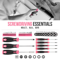Ensemble d'outils ménagers en acier au carbone de 54 pièces, multifonctionnel, rose, coffret cadeau, boîte à outils de réparation familiale, clé à molette, pinces, rénovation de la maison
