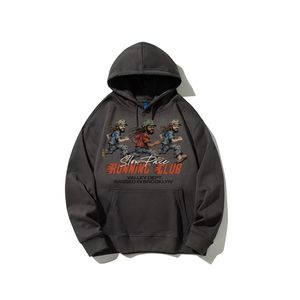 Sudadera con capucha personalizada de felpa de 450GSM, estilo urbano de corte holgado, con efecto desgastado y lavado a la piedra vintage, 100% algodón, lisa. - Product Image 2