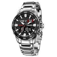 Jam Tangan Sport Pria SMAEL Terbaru 6076 Analog Digital LED Display Alarm Tahan Air 3BAR Fashion Quartz