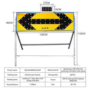 Señal de Tráfico LED Solar Intermitente YW-JT01, Precio Inmejorable, Flecha Bidireccional de Aluminio con Lámina No Reflectante, Advertencia Vial - Product Image 5