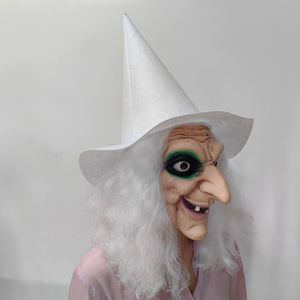 Maschera da Strega Originale con Cappello <span class=keywords><strong>e</strong></span> Parrucca, Accessori per Travestimenti Horror, <span class=keywords><strong>Maschere</strong></span> di Halloween in Lattice Naturale per Adulti - Product Image 6