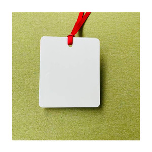 Adornos de Metal personalizados en forma de rectángulo, adorno de Navidad de aluminio blanco con cintas rojas, sublimación, gran oferta - Product Image 5