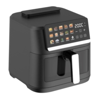 Friteuse à air numérique Longbank 8L grande capacité, noir mat, sans huile, avec écran tactile, menus prédéfinis et fenêtre de visualisation
