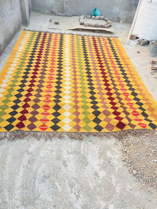 Geometric Diamond Handmade Wool Jute <b>Rug</b> Boho Tribal Farmhouse Area Carpet <b>Rustic</b> Floor Decor for Living Room Bedroom Hallway - Product Image 5