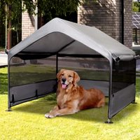 Tente pour chien moderne extra large en fer avec auvent imperméable et abri ombrageant en maille sur trois côtés pour usage extérieur