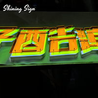 Enseigne lumineuse LED personnalisée en métal pour extérieur, lettres 3D lumineuses pour entreprise, en acier inoxydable et acrylique