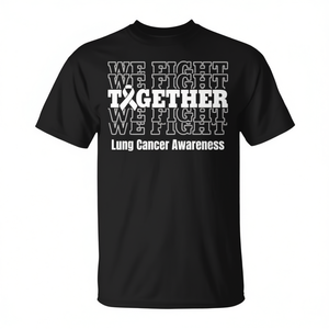 T-shirt de sensibilisation au cancer pulmonaire, nous luttons ensemble, soutien ruban blanc - Product Image 3