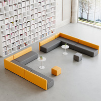 Conjunto de Sofás Modulares Modernos con Armazón de Madera Maciza y Tapicería de Cuero PU para Uso Comercial en Hospitales, Hoteles, Escuelas y Salas de Estar