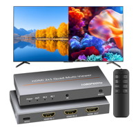 Commutateur HDMI multi-vue Justlink 1080p Full HD 2x1, séparateur d'écran quadruple 2 entrées 1 sortie avec extracteur audio et télécommande IR