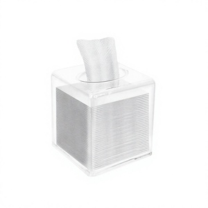 Boîte à mouchoirs carrée en acrylique transparent, distributeur de serviettes, moderne, pour bureau, comptoir, salle de bain - Product Image 2