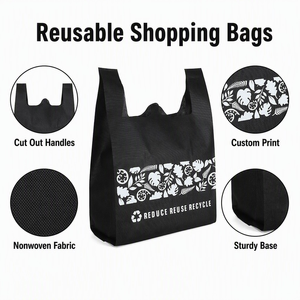 Sacs non tissés robustes Richer, réutilisables, avec logo personnalisé, impression par sublimation, poignées cousues, pliables, pour marché des agriculteurs et usage professionnel - Product Image 3