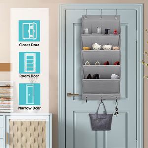 Closet Organization and Storage Accessories 4-Tier Hanging Door Storage Bag with 14 Large Pockets and Bottom <b>Hook</b> - Product Image 5