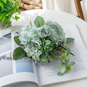CallaFloral Ramo de Peonías Artificiales Azul Claro, Decoración para Bodas, Arreglo Floral con Tela Tejida - Product Image 1