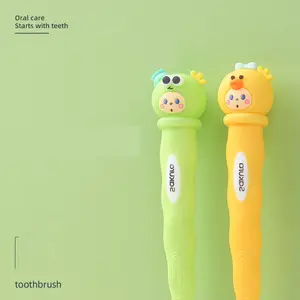 Cartoon Cute Customized Children's Monkey Soft Hair Toothbrush with Anti-Slip Rubber Sleeve Handleskin