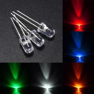 5 มม. ไฟ LED ไดโอดเปล่งแสง 500 ชิ้นกล่องแพ็คสายไฟสีแดงสีเขียวสีฟ้าสีขาวสีส้มสำหรับโครงการอิเล็กทรอนิกส์ - Product Image 1