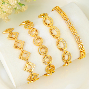 Italian Designer Fashion Women <b>Bracelet</b> 21k <b>Gold</b> Plated Hollow Zircon Handmade Chains for Daily Wear - Product Image 2