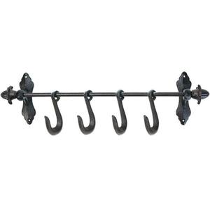 Hierro fundido forjado a mano Herrero Utensilio <span class=keywords><strong>de</strong></span> cocina olla sartén S gancho riel estante soporte 4 ganchos colgador - Product Image 1