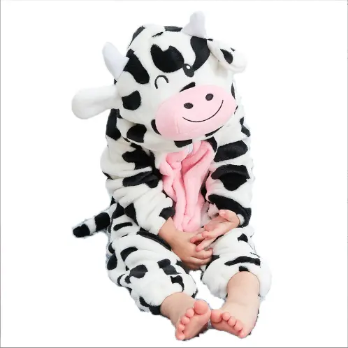 Commercio all'ingrosso Fluffy complessivo Cartoon Animal Party compleanno neonato Boy Girl Zipper Footed tutina pagliaccetto pigiama Suit