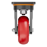 Roue pivotante industrielle en PU rouge de 4/5/6/8 pouces avec frein intégral, noyau en fonte, roue en polyuréthane, capacité de charge de 300 kg, fonctionnement silencieux