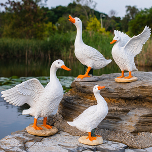 งานฝีมือเรซิ่นเพื่อการศึกษาสำหรับเด็ก รูปแบบสัตว์จำลองเป็ดสีเหลืองขาว ของเล่นจำลองสัตว์ปีก สำหรับตกแต่ง<span class=keywords><strong>ฉาก</strong></span>ฟาร์มทางวิทยาศาสตร์ น่ารัก - Product Image 1
