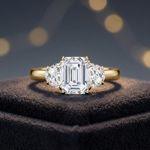 Anillo de Compromiso de Oro Amarillo con Diamante Cultivado en Laboratorio con Corte Esmeralda para Mujer, Certificado por IGI, Oro de 10K, 14K, 18K, Plata 925, 935, Regalo de Aniversario - Product Image 1