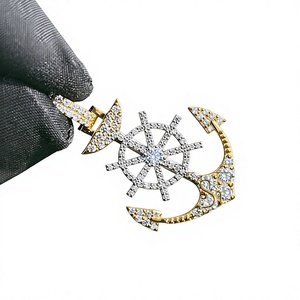 Custom Vintage Religious Iced 925 Sterling Silver Gold Plated Freedom Spear Jesus <b>Anchor</b> Charm Lab Grown Diamond Hip Hop Gift - Product Image 1