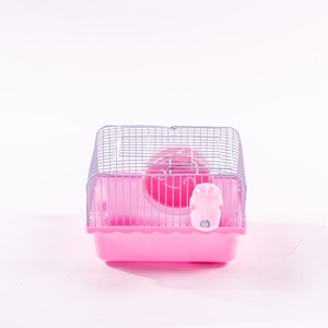 Plastic Pet Hamster Cage with Running Wheel Food Basin Stairs Slid Kettle Little Castle Cottage <b>Packed</b> <b>Box</b> Hamster House - Product Image 1