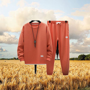 Conjunto de Dos Piezas de Primavera: Camiseta Deportiva Casual de Manga Larga con Cuello Redondo y Pantalones Largos de Punto Transpirable para Hombre - Product Image 2