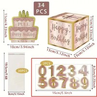 Boîte à tirer argentée rose, surprise cadeau en forme de gâteau, tirette or rose, ornement en papier pour anniversaire, mariage, fête