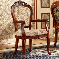 Chaise en bois massif de style européen, chaise de salle à manger classique, fauteuil avec dossier en tissu, chaise de bureau à domicile de style américain, chaise de conférence
