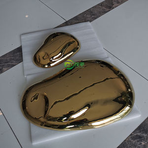 Patung Cermin Seni Logam Stainless Steel Desain Modern Batu Bulat Ukuran Kustom Berkualitas Tinggi untuk Dekorasi Dinding - Product Image 4