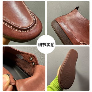 รองเท้าหนังหุ้มข้อสูงสำหรับผู้ชาย สีน้ำตาลกาแฟ แบบผูกเชือก พื้นนุ่ม สไตล์ลำลองทางธุรกิจ รองเท้าทรงหนา - Product Image 3
