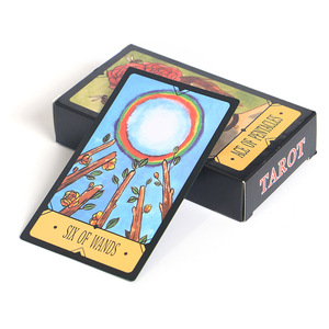 Precio barato de fábrica de China 12*7 A. C. E de Pentacles Tarot borde Chapado en <span class=keywords><strong>verde</strong></span> con guía naipes - Product Image 3