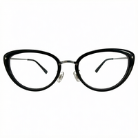 25JJH114 Monturas Ópticas Unisex de Diseño Ojo de Gato, Combinación Vintage de Acero Inoxidable y Acetato