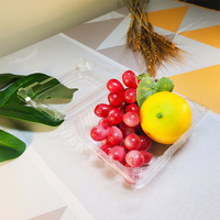 Boîte d'emballage carrée transparente jetable en PET pour fruits, avec gaufrage, barquette d'emballage alimentaire de qualité alimentaire