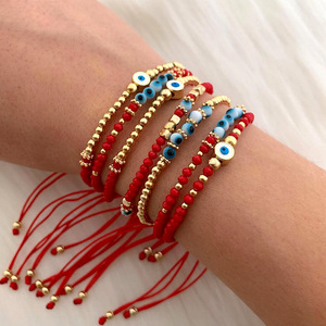 Set di Bracciali Premium Impilabili con Perline Occhio di Allah, Distanziatore Dorato, Intrecciato Regolabile, Amuleto Protettivo, Regalo per Festival e Festività - Product Image 2