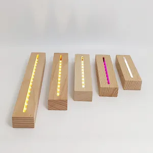 200 mm Massivholz Rechteck Nachtlicht Basis Acrylplatte DIY-Zubehör LED-Nachtlichter