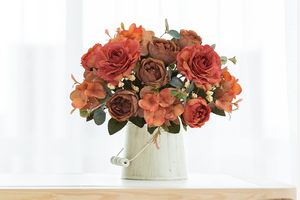 Bouquet d'hortensias décoratifs, fausses fleurs de camélia pour la maison, la table du salon, fleurs artificielles, fausses pivoines, fleurs en soie - Product Image 6