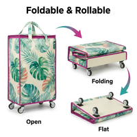 Sac de courses à roulettes en PP laminé imperméable avec 4 roues pivotantes et fermeture éclair pour supermarché