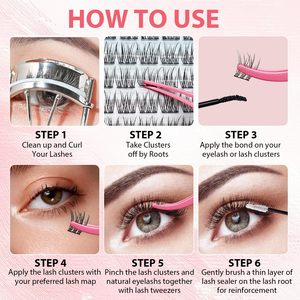 DIY Eyelash Extension 8 <b>Clusters</b> Bonded Individual <b>Lash</b> Natural <b>Lashes</b> Set Fan Eyelashes Extension <b>Lashes</b> Pack - Product Image 2