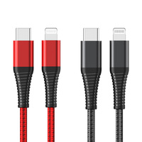 Kabel bersertifikat MFi C94 pengisian daya Cepat kepang nilon terlaris untuk iPhone PD 27W 36W TYPE-C