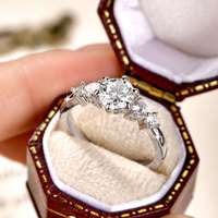 Bague de fiançailles classique en moissanite de haute qualité, 6,5 mm, 1,0 ct, ronde, couleur D, VVS1, six griffes, pour femmes