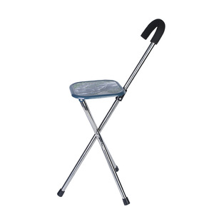Cleye Stainless Steel <b>Folding</b> Cane <b>Stool</b> With Seat For Elderly Outdoor Use - Product Image 2