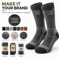 Chaussettes de randonnée en laine mérinos personnalisées, chaussettes thermiques rembourrées pour la randonnée en plein air, chaussettes d'hiver, OEM ODM, étiquette privée