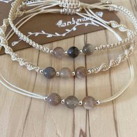 Bracelets de corde de cristal de pierres précieuses naturelles réglables faites à la main de Bohême bijoux de perles de pierre naturelle pour les femmes