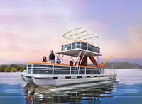 Kinlife Bateau ponton de fête personnalisé pour 20 personnes à deux étages avec application de croisière Vente du festival de septembre Fournisseur OEM/ODM