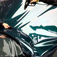Vinyle de recouvrement automobile PET Cast Vert Gothique en gros, finition métallique brillante HD, usine de Guangzhou, 1,52x16m/5x55ft, un rouleau complet