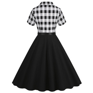 1950s Retro Swing Dress Paty Ladies Plaid Cotton Shirt Vestidos Mujeres Elegante Vintage <span class=keywords><strong>Rockabilly</strong></span> Dress - Product Image 3