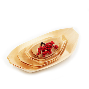 Piatto Ecologico Usa e Getta a Forma di <span class=keywords><strong>Barca</strong></span> <span class=keywords><strong>in</strong></span> Legno per Sushi di Varie Dimensioni - Product Image 4